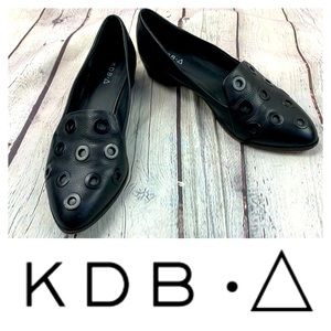 Kelsi Dagger Black Grommet Loafers